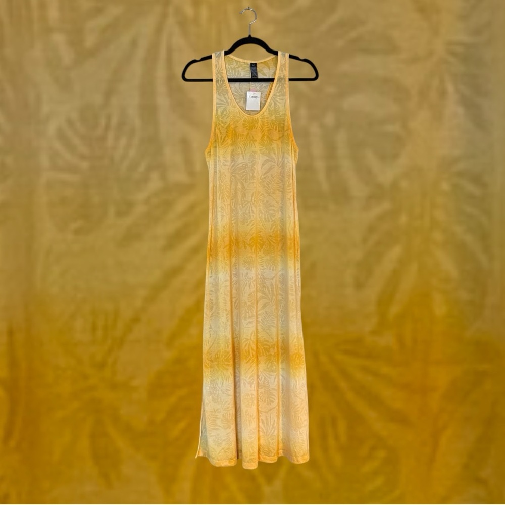 NWT George Yellow Tropical Leaf Print Sleeveless Maxi Dress - Picture 5 of 15